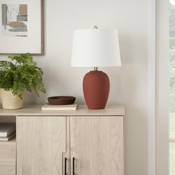 Nourison 23" BIT05 Terracotta Ceramic Table Lamp