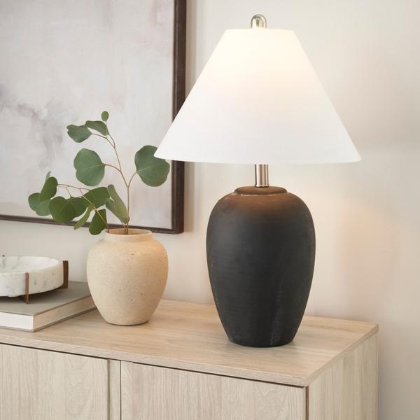 Nourison 23" BIT12 Black Ceramic Table Lamp