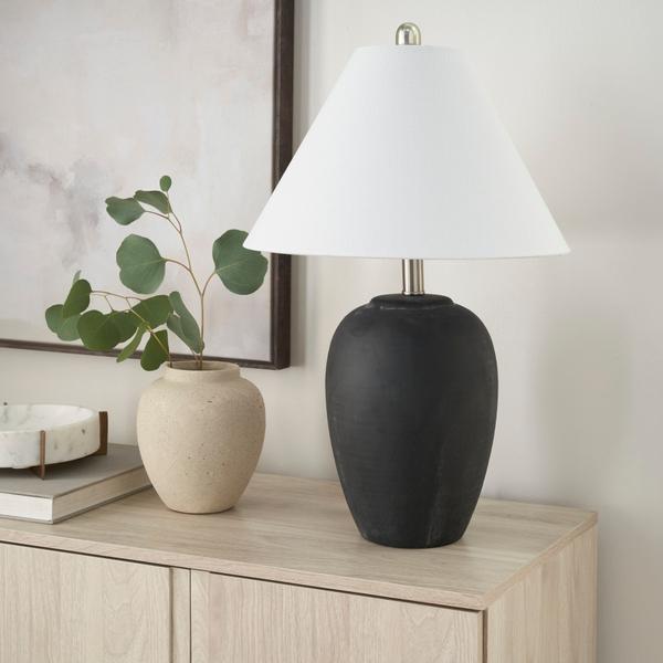 Nourison 23" BIT12 Black Ceramic Table Lamp