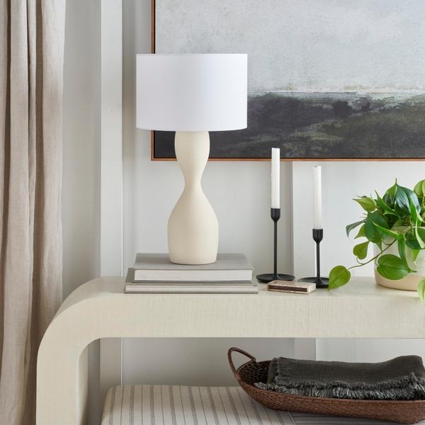 Nourison 23" SRT04 Ivory Metal Table Lamp