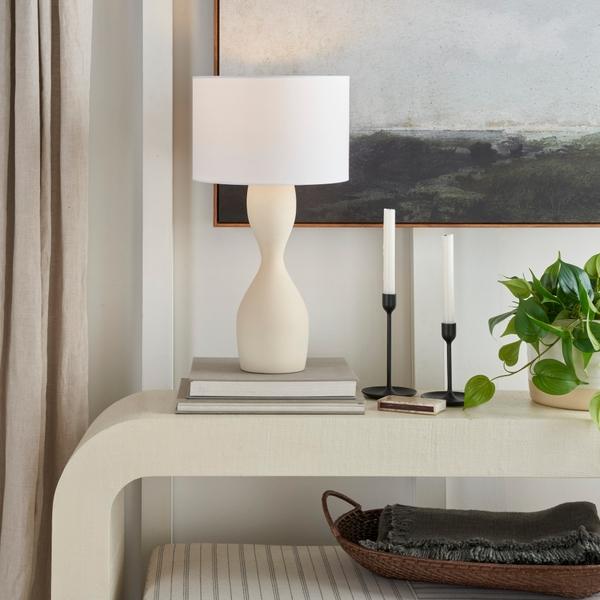 Nourison 23" SRT04 Ivory Metal Table Lamp