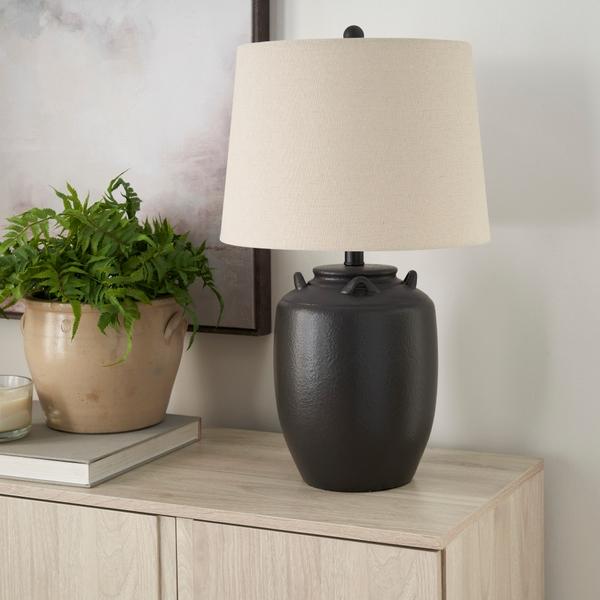 Nourison 24" BIT10 Black Ceramic Table Lamp