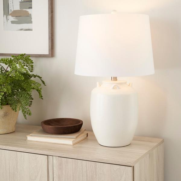 Nourison 24" BIT10 White Ceramic Table Lamp