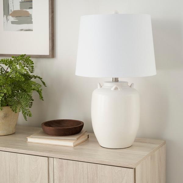 Nourison 24" BIT10 White Ceramic Table Lamp