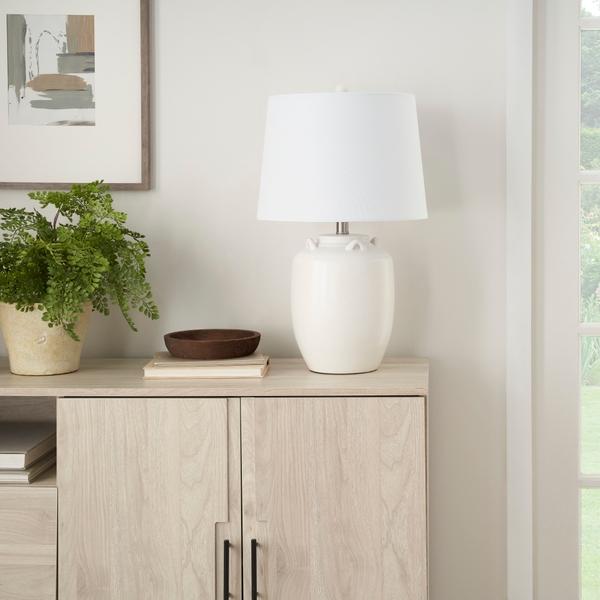 Nourison 24" BIT10 White Ceramic Table Lamp