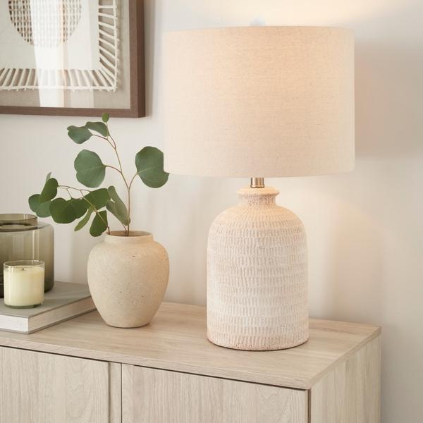 Nourison 24" BIT11 White Ceramic Table Lamp