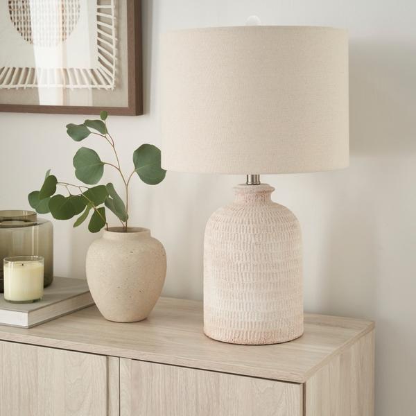 Nourison 24" BIT11 White Ceramic Table Lamp