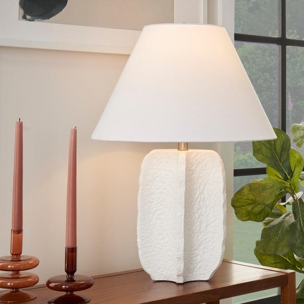 Nourison 25" BIT16 White Ceramic Table Lamp