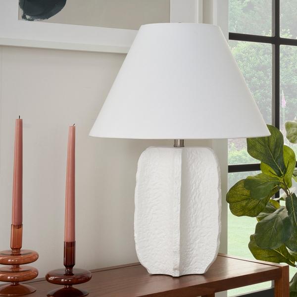 Nourison 25" BIT16 White Ceramic Table Lamp