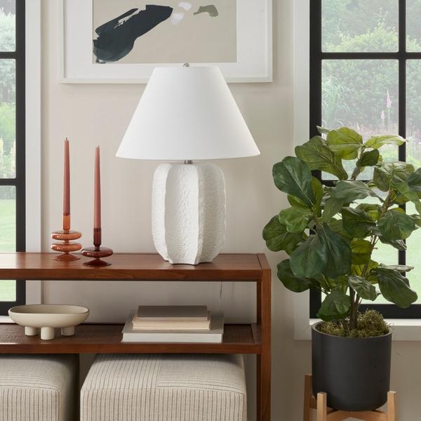 nourison 25" BIT16 White Ceramic Table Lamp