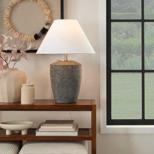 Nourison 25" BIT19 Brown Ceramic Table Lamp