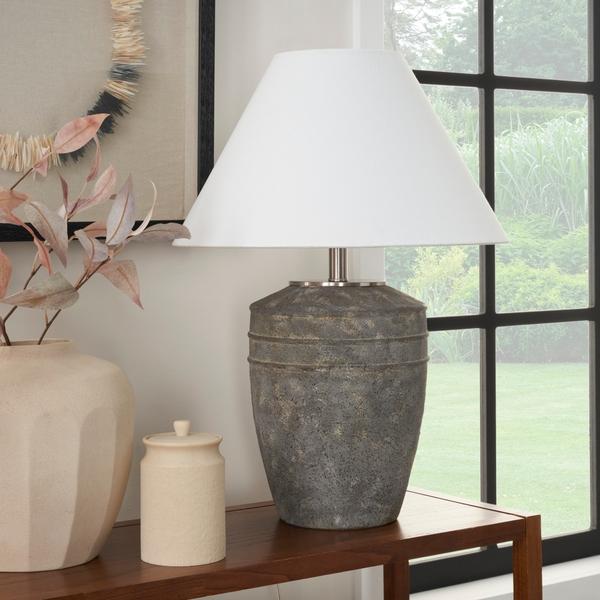 Nourison 25" BIT19 Brown Ceramic Table Lamp