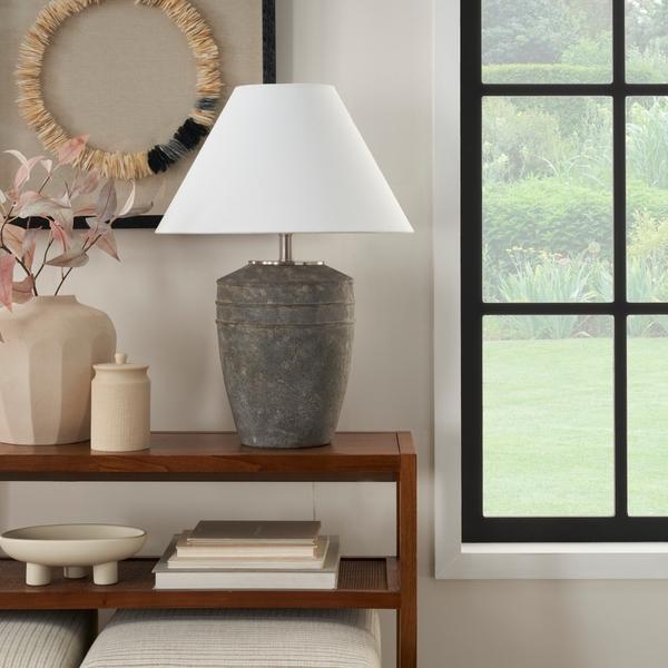 nourison 25" BIT19 Brown Ceramic Table Lamp