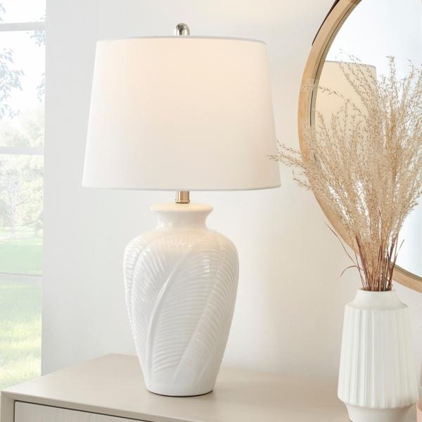 Nourison 26" BIT07 White Ceramic Table Lamp