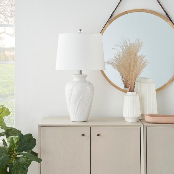 Nourison 26" BIT07 White Ceramic Table Lamp