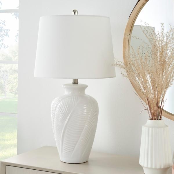 nourison 26" BIT07 White Ceramic Table Lamp