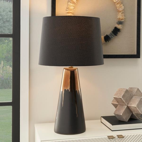 Nourison 27" BIT18 Black Ceramic Table Lamp