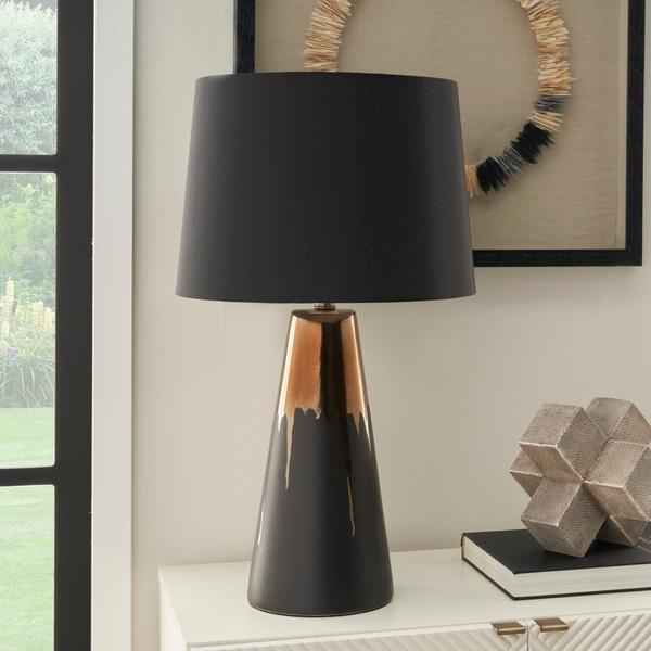 Nourison 27" BIT18 Black Ceramic Table Lamp