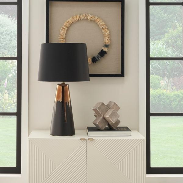 nourison 27" BIT18 Black Ceramic Table Lamp