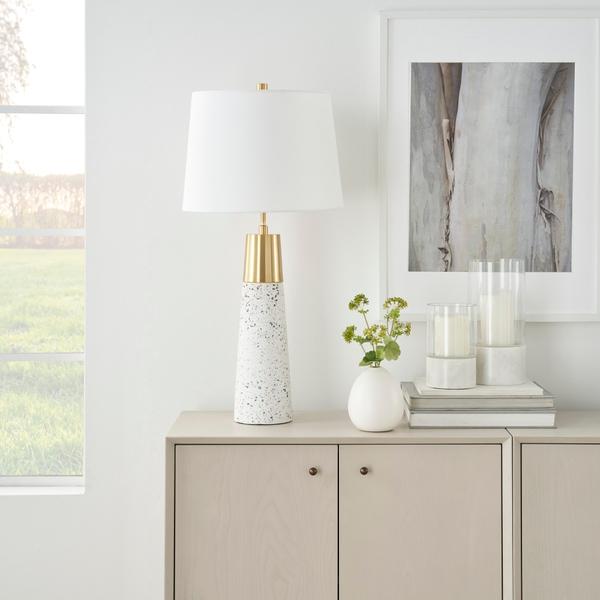 Nourison 29" BIT02 White/Gold Ceramic Buffet Lamp