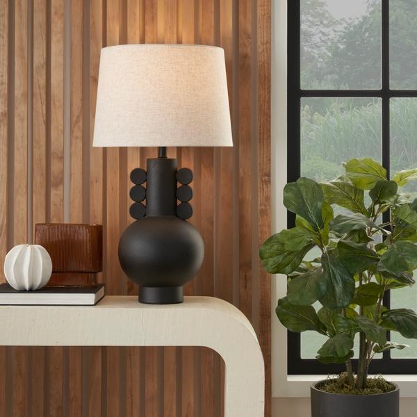 Nourison 29" BIT17 Black Ceramic Table Lamp