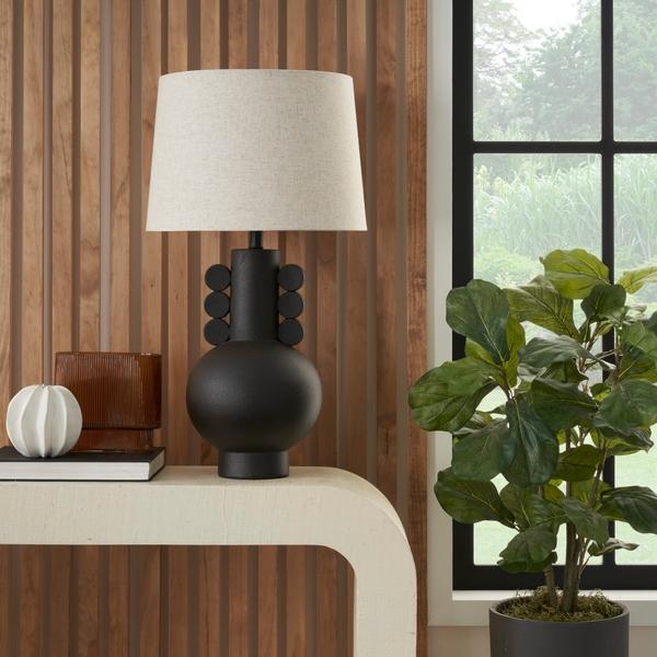 nourison 29" BIT17 Black Ceramic Table Lamp