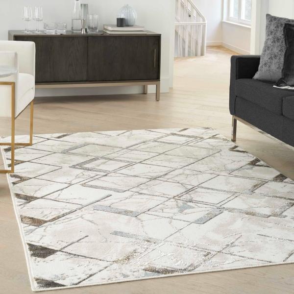 Nourison Abstract Geometric Grey Rug GLZ02 Home
