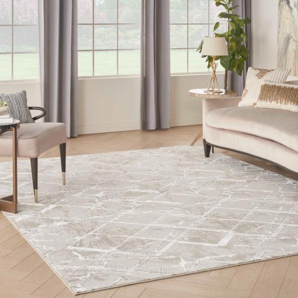 nourison Abstract Geometric Grey Rug GLZ02 Home