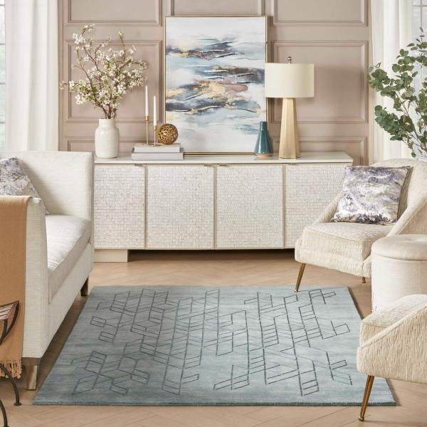 Nourison Alessia Handmade Wool Blue Rug ALE01 Home