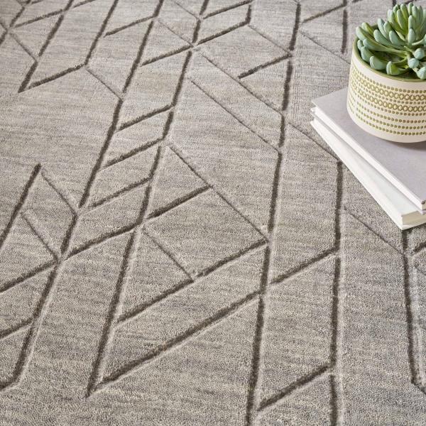 Nourison Alessia Handmade Wool Grey Rug ALE01 Home