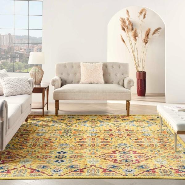 nourison Allur Boho Floral Yellow Rug ALR03 Home
