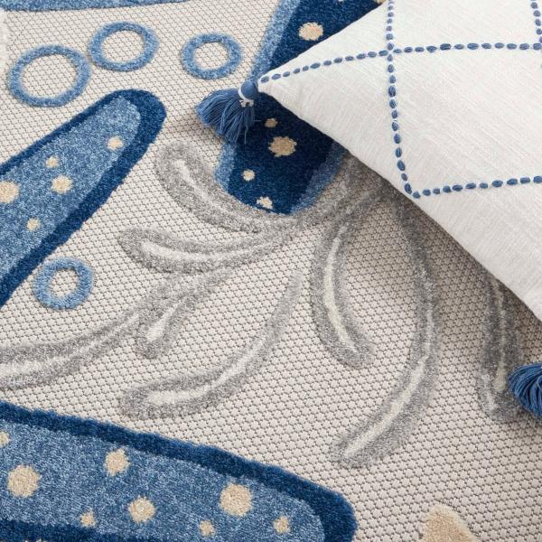 Nourison Aloha Coastal Blue/Grey Outdoor Rug Home