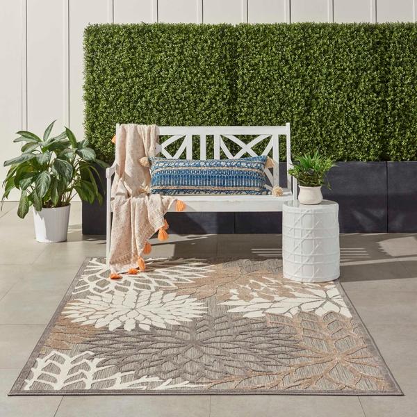 Nourison Aloha Floral Beige Outdoor Rug ALH05 Home