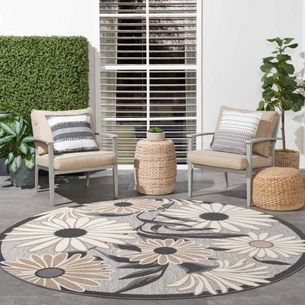 Nourison Aloha Floral Beige Outdoor Rug ALH33 Home
