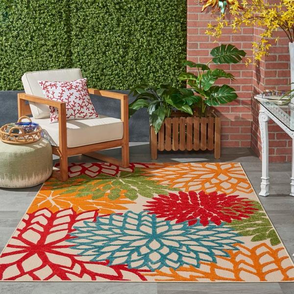 Nourison Aloha Floral Green Outdoor Rug ALH05 Home