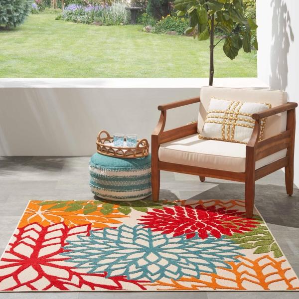 Nourison Aloha Floral Green Outdoor Rug ALH05 Home