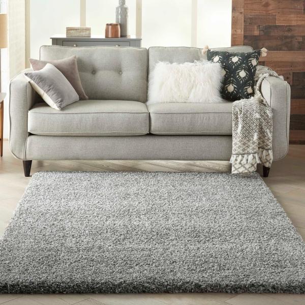 Nourison Ashland Plush Shag Grey Rug ASL01 Home