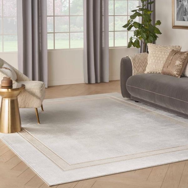 nourison Classic Bordered Silver Rug GLZ08 Home