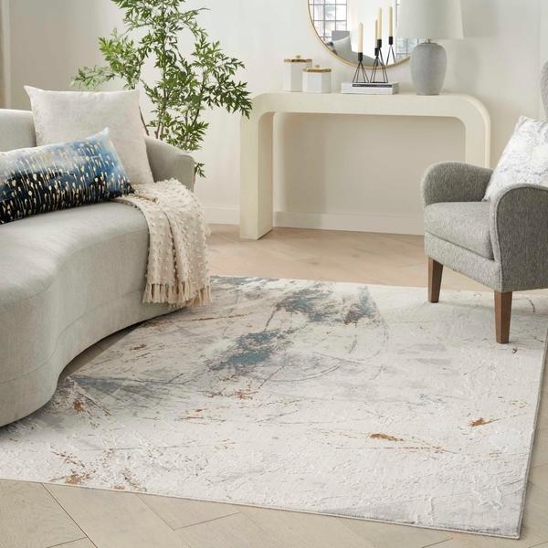 Nourison Desire Abstract Blue/Grey Rug DSR04 Home
