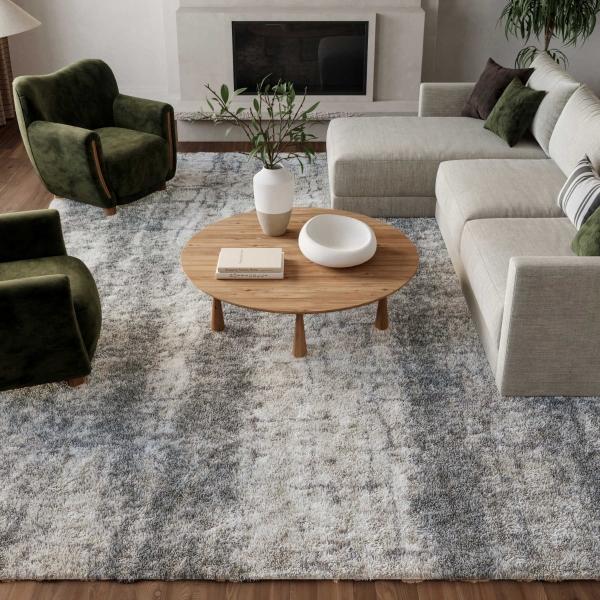 Nourison Dreamy Shag Abstract Grey Rug DRS01 Home