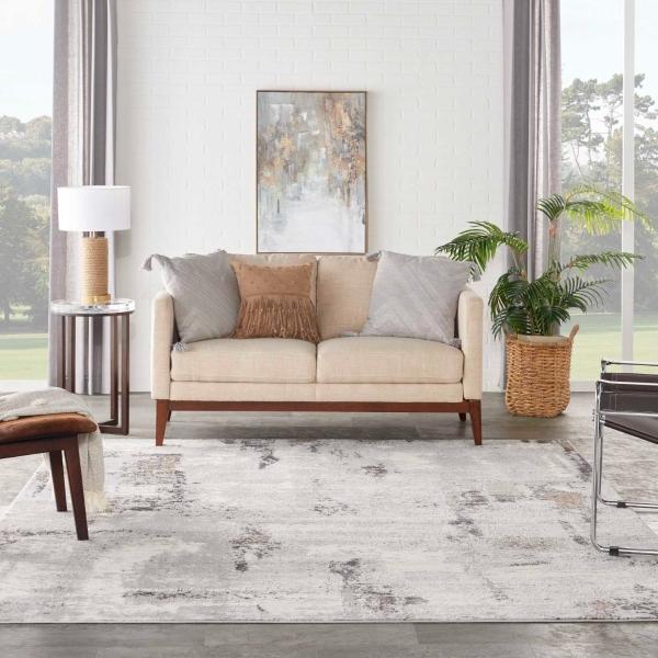Nourison Elation Abstract Tan/Grey Rug ETN06 Home