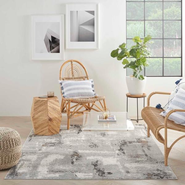 Nourison Elation Abstract Tan/Grey Rug ETN06 Home