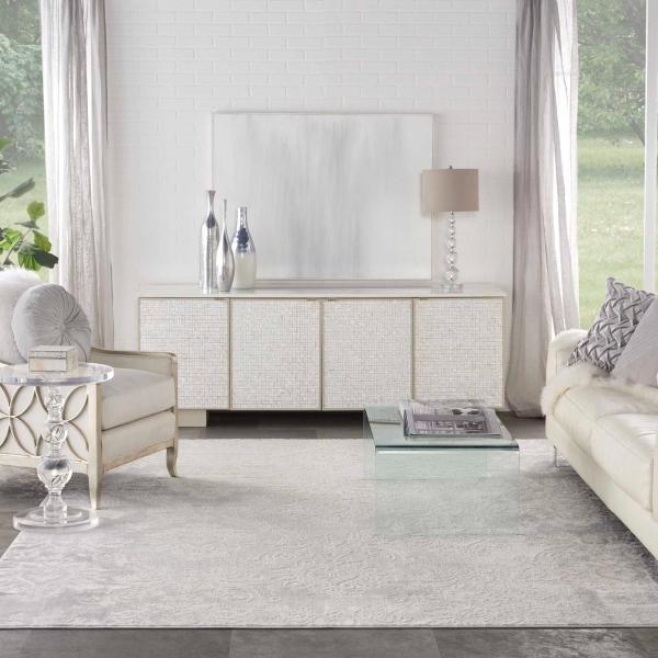 Nourison Elation Rustic Damask Grey Rug ETN03 Home