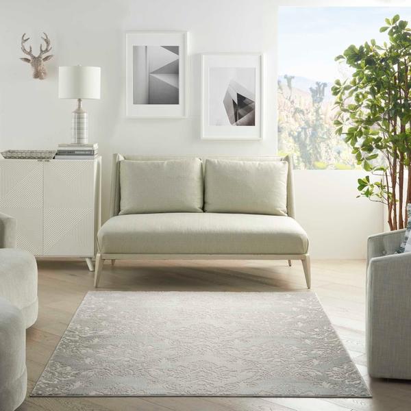 Nourison Elation Rustic Damask Grey Rug ETN03 Home