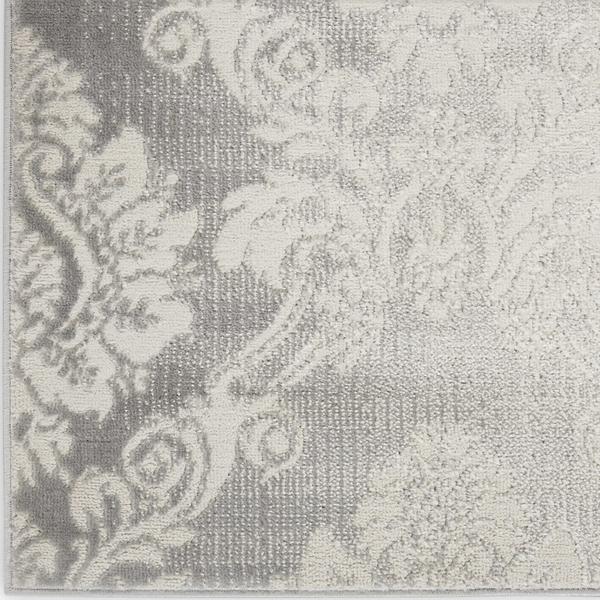 nourison Elation Rustic Damask Grey Rug ETN03 Home