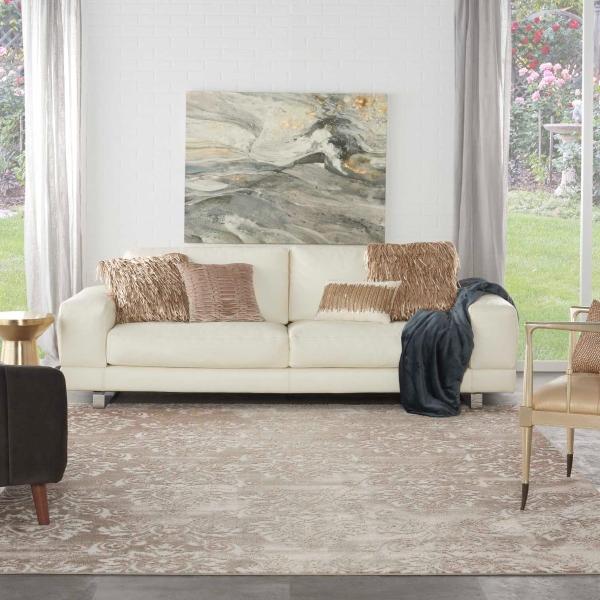 Nourison Elation Rustic Damask Tan Rug ETN03 Home