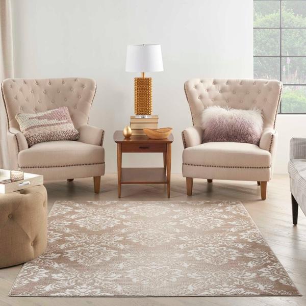 Nourison Elation Rustic Damask Tan Rug ETN03 Home