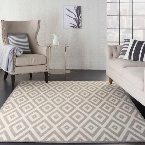 Nourison Grafix Modern Diamond Grey Rug GRF18 Home