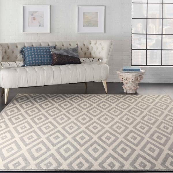 Nourison Grafix Modern Diamond Grey Rug GRF18 Home