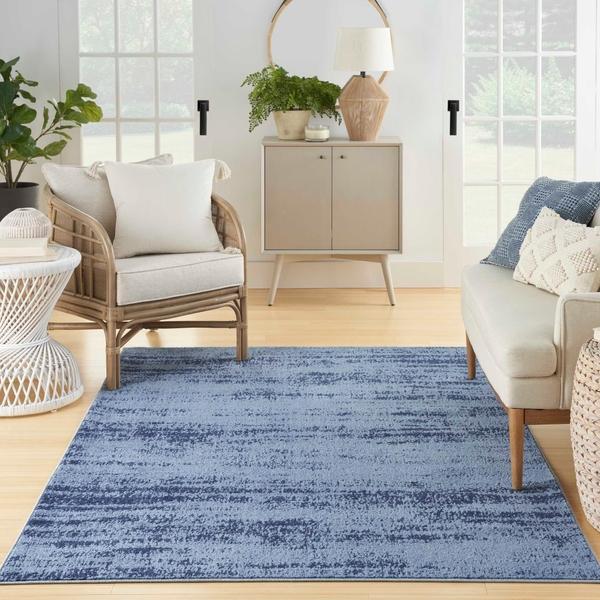 Nourison Nourison Home Essentials Abstract Outdoor Denim Blue Rug NRE03 Home